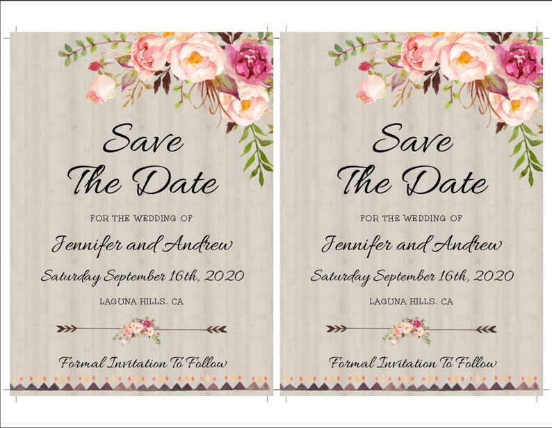 Bohemian Save The Date Template, Floral Boho DIY Save The Date Card, Instant Download Save the Date Invite, Engagement Template, WBRB image 4