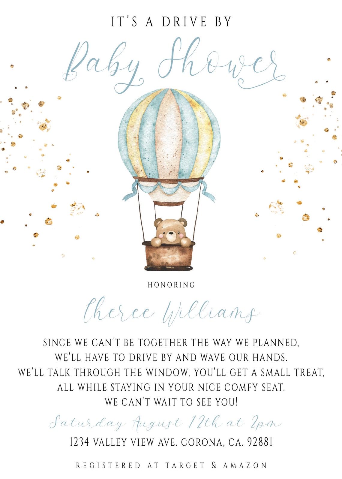 Blue Teddy Bear Drive by Baby Shower Parade Invitation Etsy