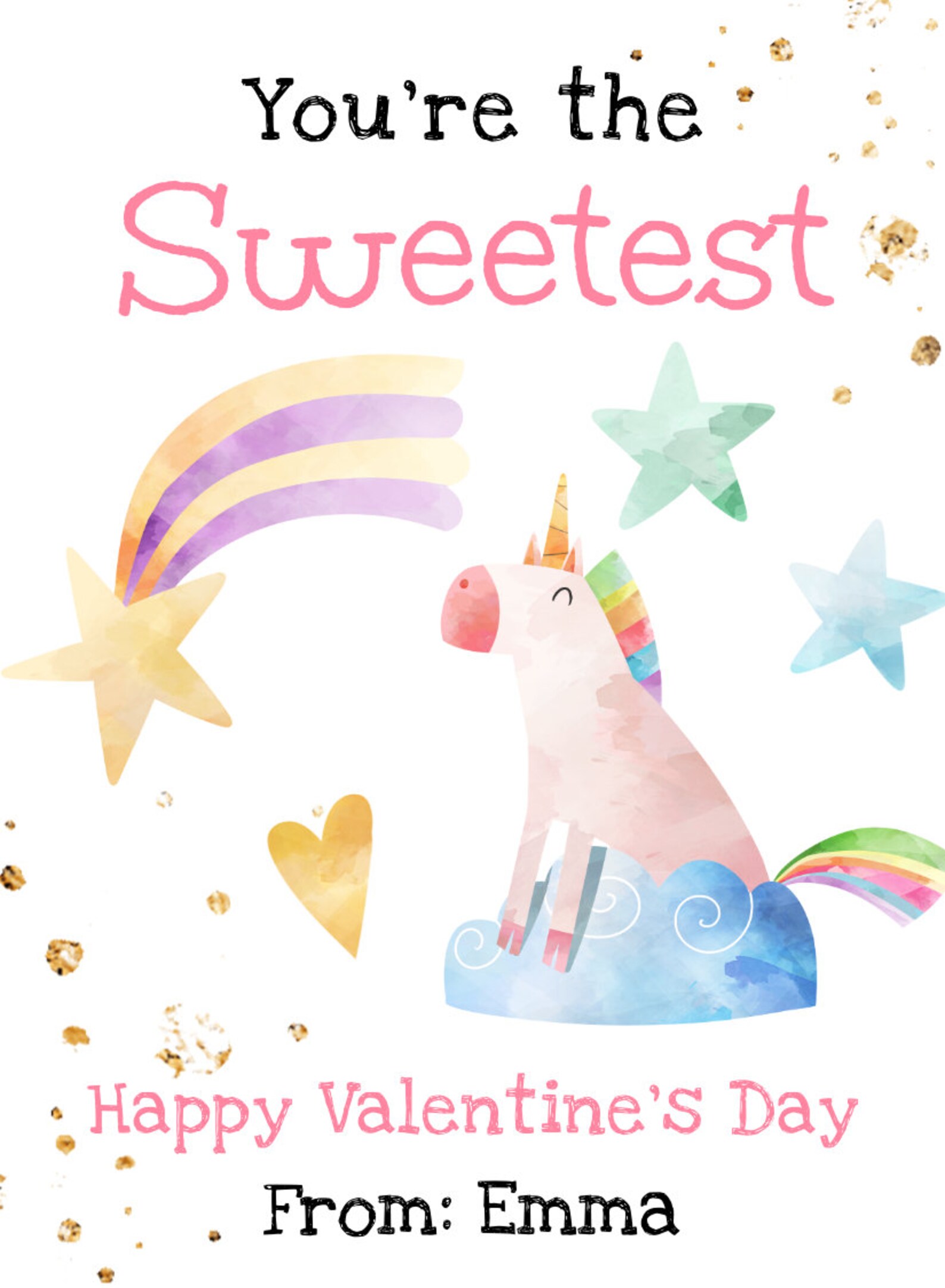 Unicorn Valentines Day Card Template Unicorn Valentines Cards | Etsy