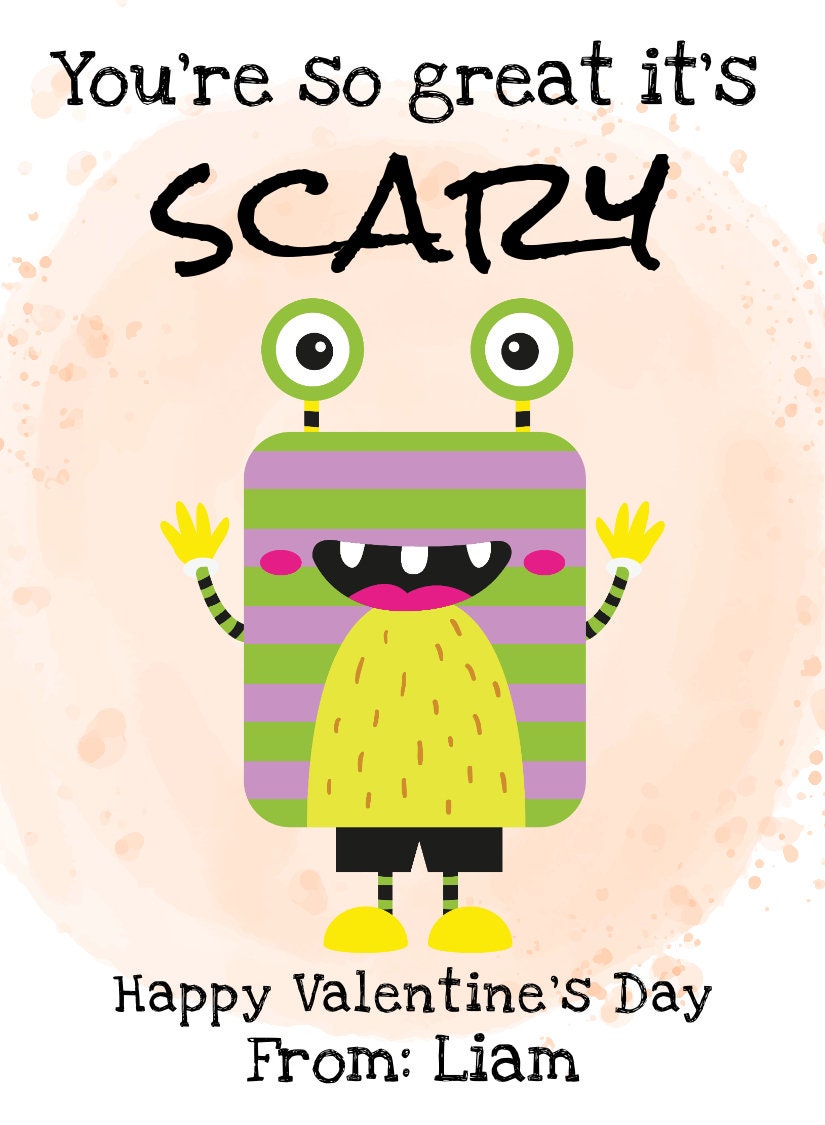 Monster Valentines Day Card Template, Monster Valentines Cards for Kids ...