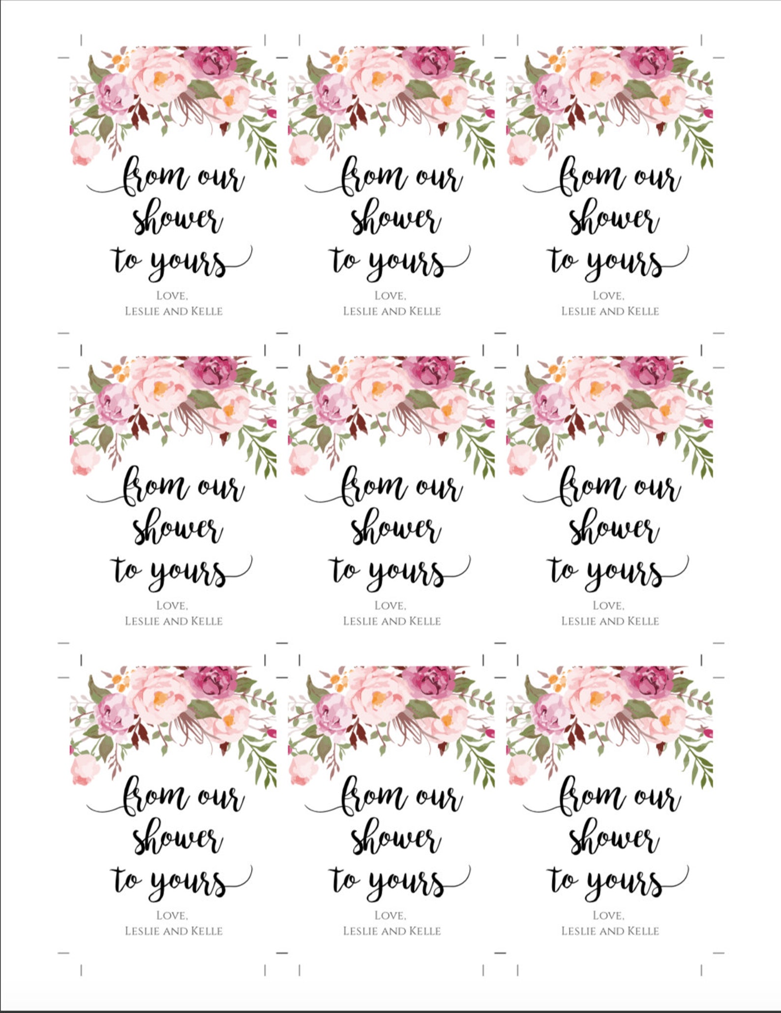 From Our Shower to Yours Sticker Label Template Floral Bridal | Etsy
