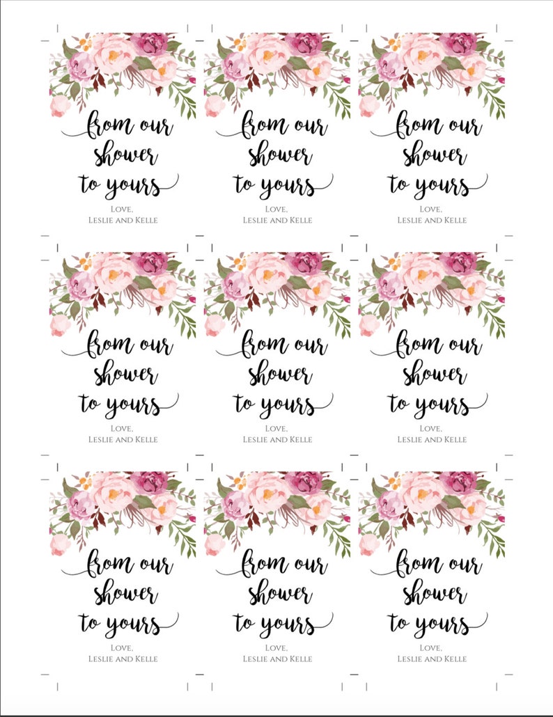 From Our Shower to Yours Sticker Label Template Floral Bridal | Etsy From Our Shower To Yours Stickers