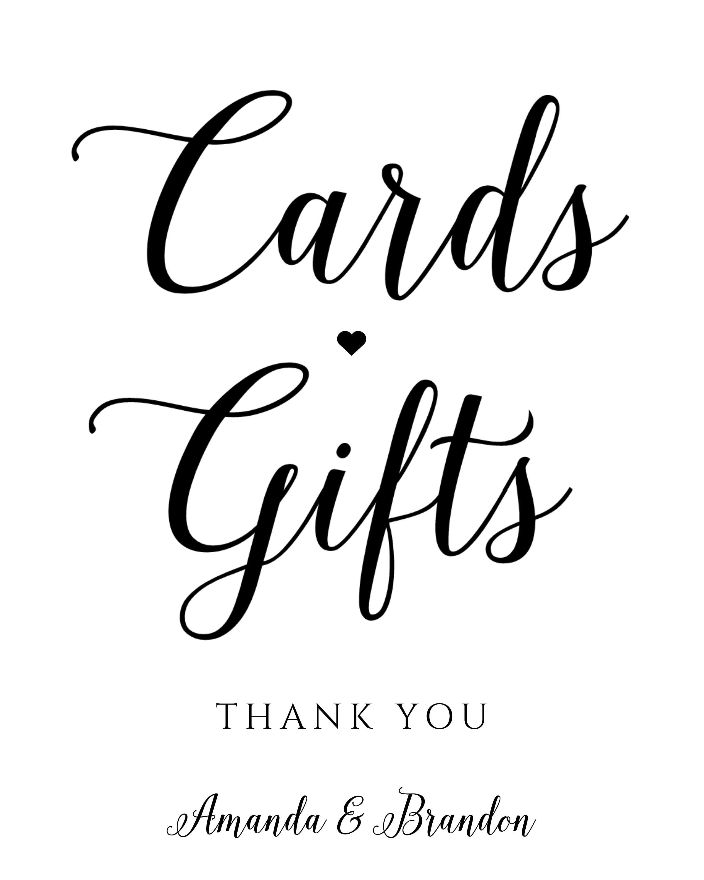 Cards &amp; Gifts Wedding Sign Gifts and Cards Sign Printable - Etsy