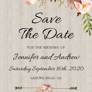 Bohemian Save The Date Template, Floral Boho DIY Save The Date Card, Instant Download Save the Date Invite, Engagement Template, WBRB image 3