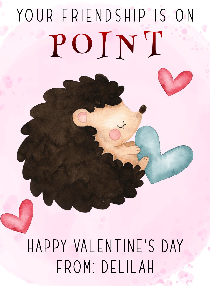 Sloth Valentine Card Template, Hedgehog Valentines Cards for Kids ...