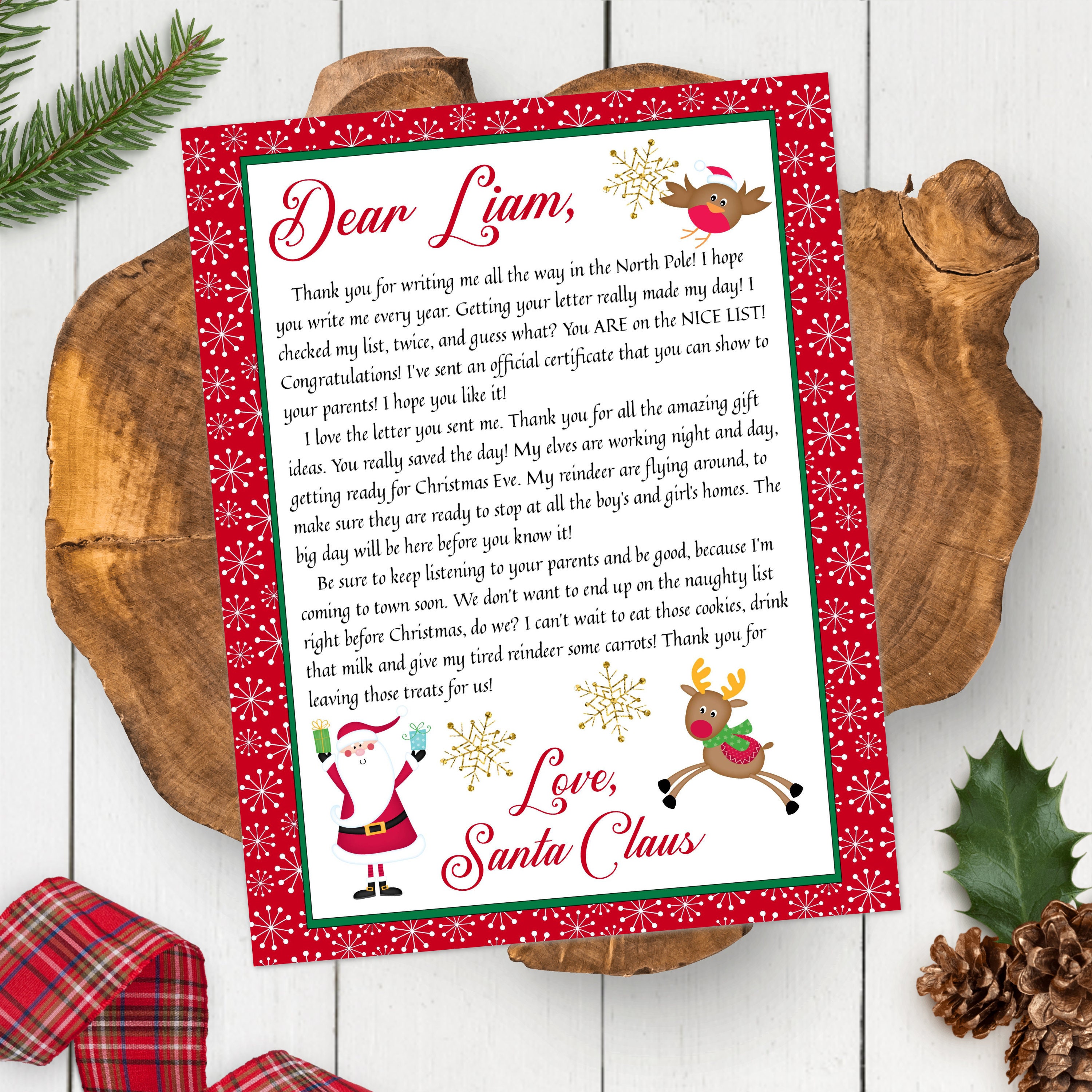 Letter From Santa Template, Editable Santa Christmas Letter