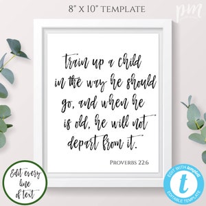 Christian Wall Art, Train Up a Child in the Way They Should Go, Proverbs 22:6, Scripture Wall Art, Bible Verse Print, Printable Scripture