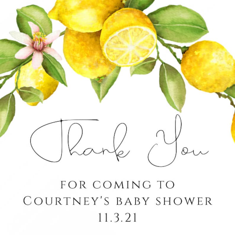 Lemon Baby Shower Thank You Favor Tag Templates Lemon Gift Etsy