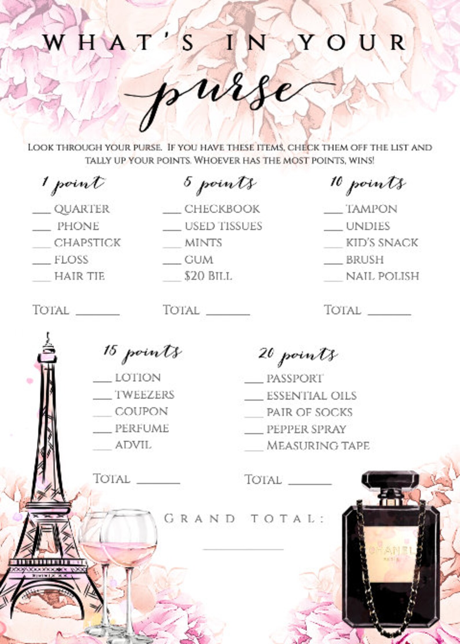 Paris Bridal Shower Game Template Pack Printable Shower Game - Etsy