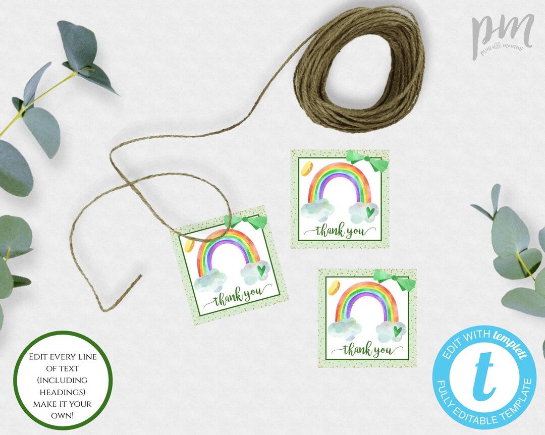 Lucky One Thank You Tag Template, Editable Favor Tag, St. Patrick's Day ...