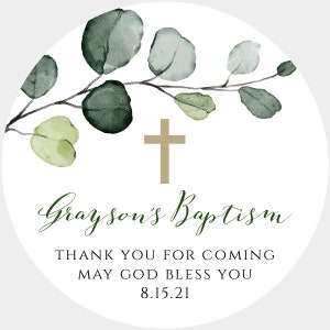 Greenery Baptism Favor Tags Template, Gift Tags Printable, Tags Personalized, Thank You Tag, Favor Tag for Communion, Welcome Bag Tag, BAP8 image 4