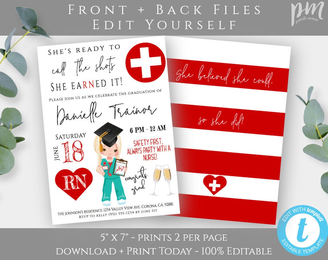 Nursing Graduation Printable Nurse Graduation Party - Etsy