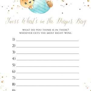 Guess What's in the Diaper Bag Game Template, DIY Editable Bear Baby ...