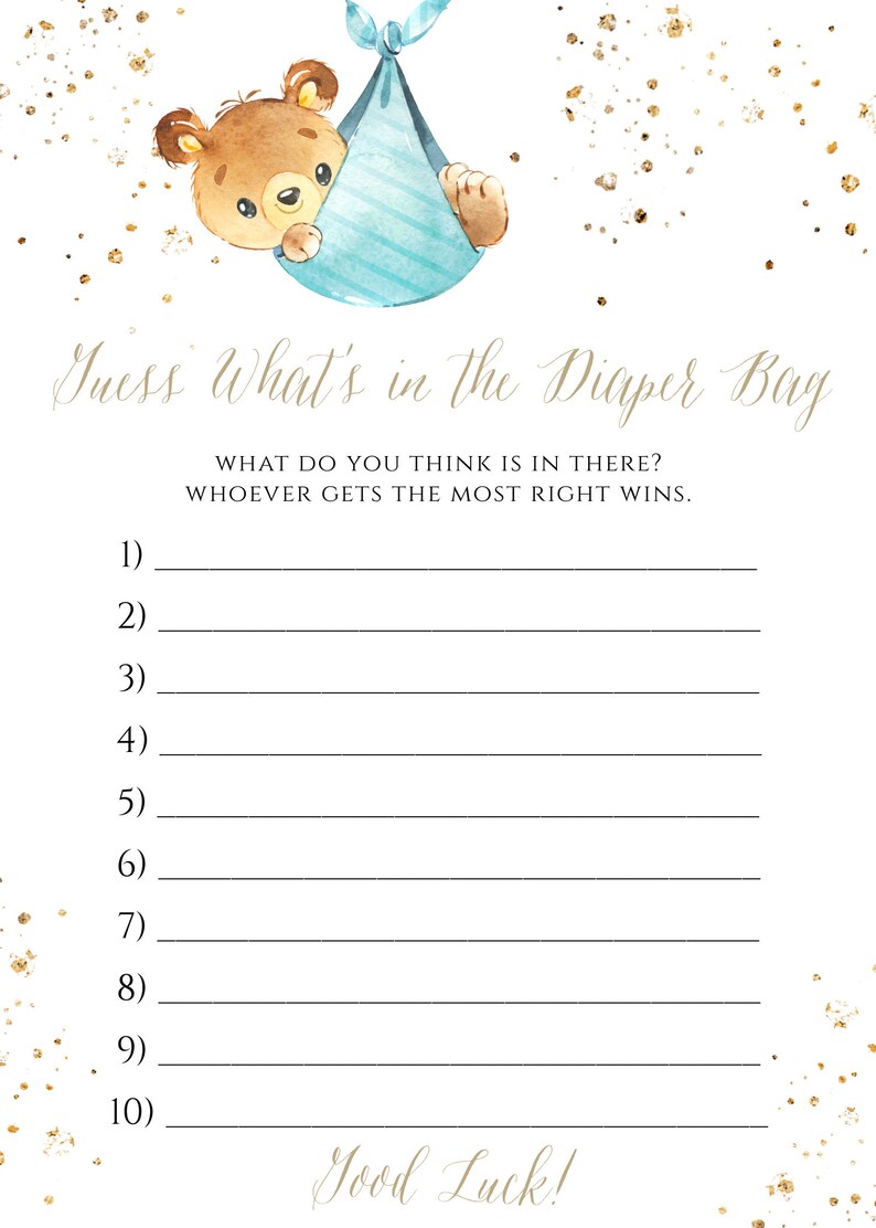 Guess What's in the Diaper Bag Game Template DIY Editable Etsy