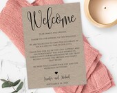 Rustic Wedding Welcome Letter Template, Welcome Bag Note, Welcome Bag Letter, Wedding Itinerary, Welcome Note for Guests, WBCR