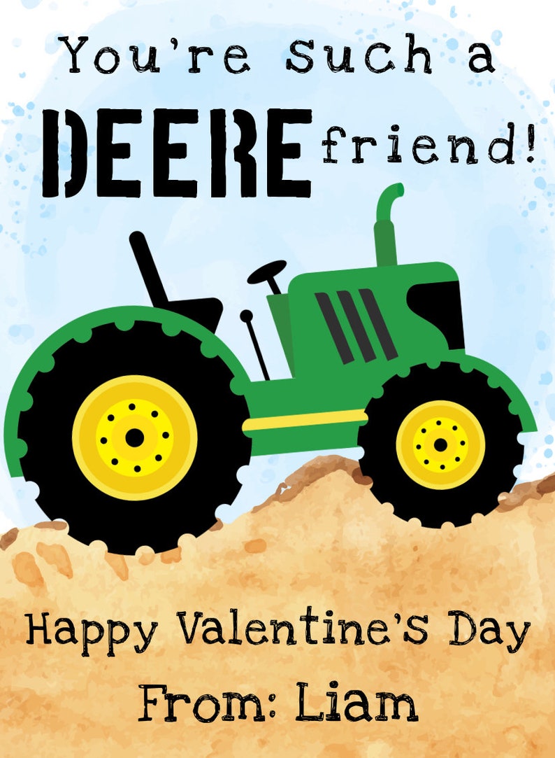 Tractor Valentines Day Card Template Tractor Valentines Cards Etsy