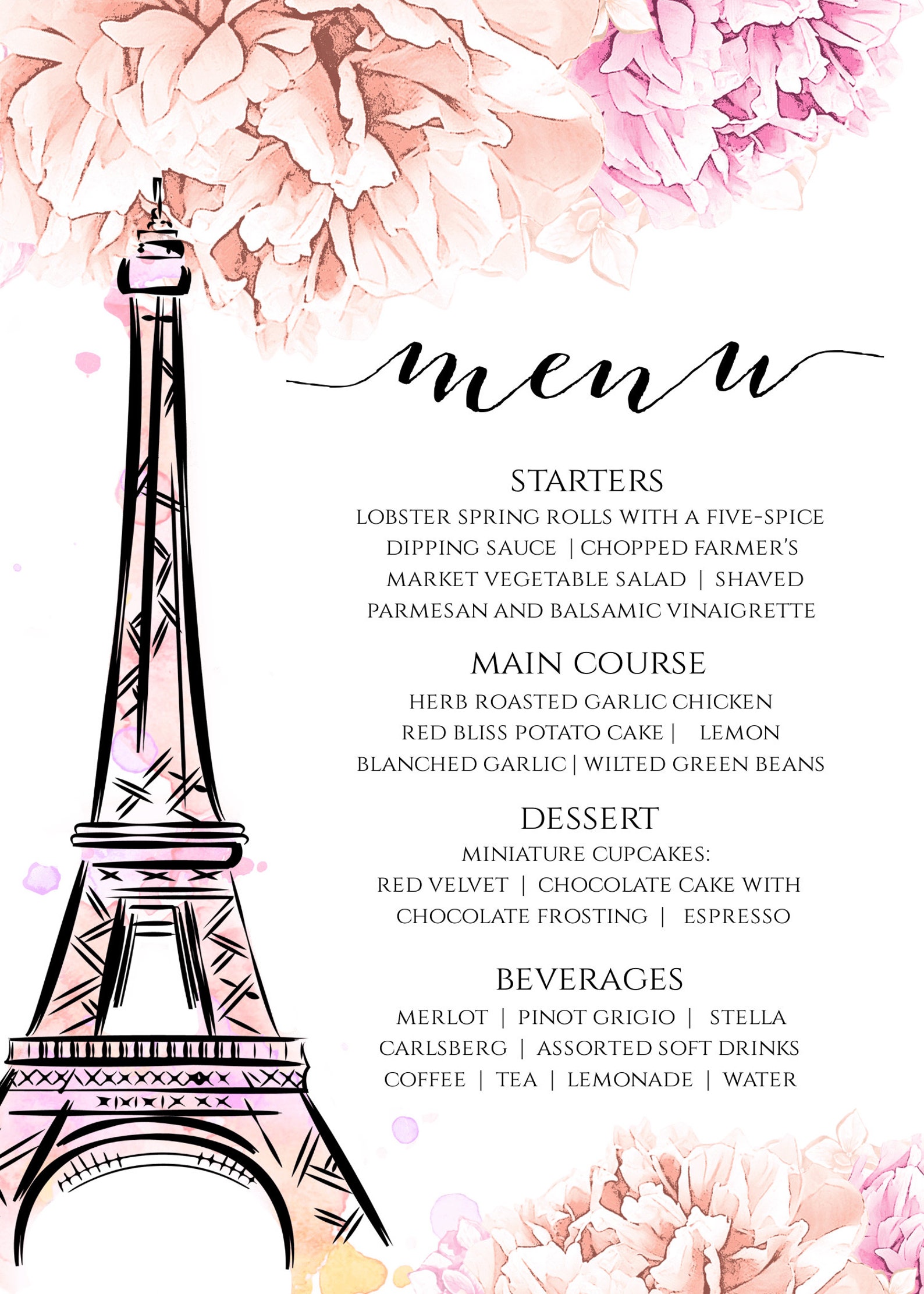 Paris Menu Card Template 5 X 7 Eiffel Tower Food Etsy paris-menu-card-template-5-x-7-eiffel-tower-food-etsy