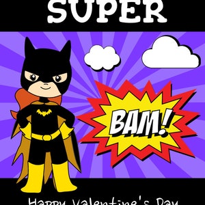 Super Hero Girl Valentine Card Template, Printable Superhero Valentines ...