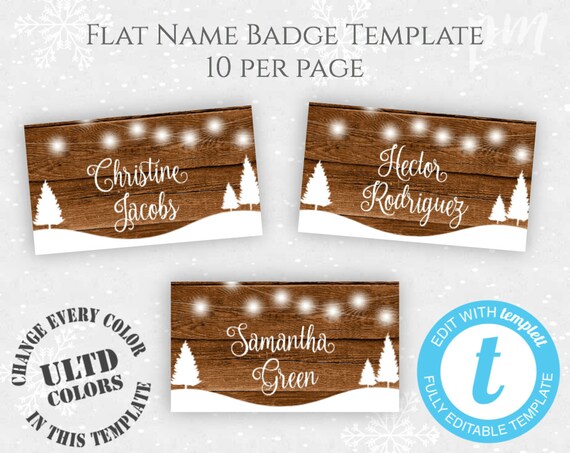 holiday party name badge cards rustic christmas template holiday name badges