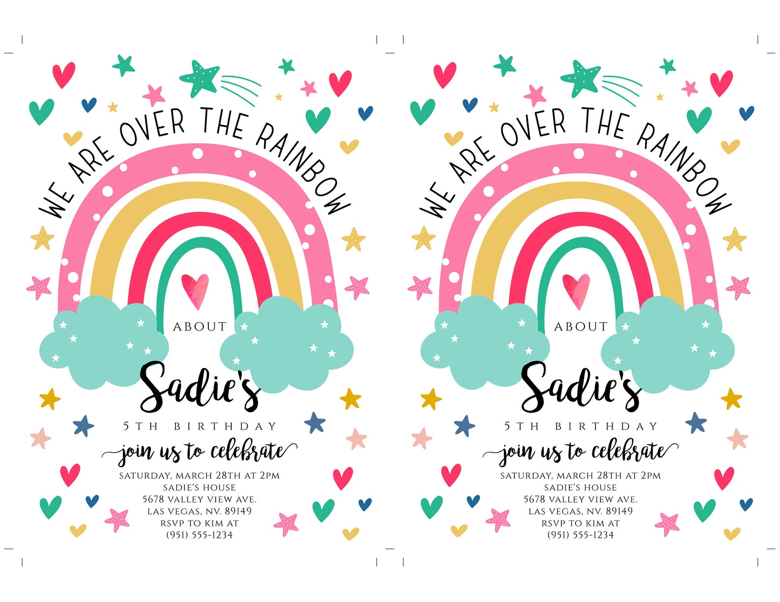 Rainbow Invitation Template Rainbow Birthday Rainbow Party Etsy
