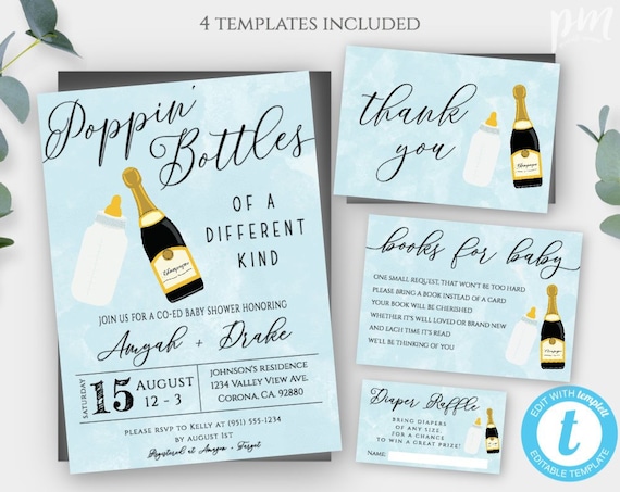 poppin bottles baby shower invite