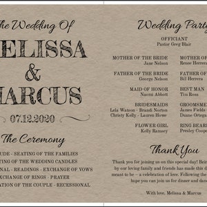 Rustic Wedding Ceremony Program Fan Template, Printable Wedding Fan, Editable Wedding Program Rustic, Digital Download Wedding Program Fan image 4