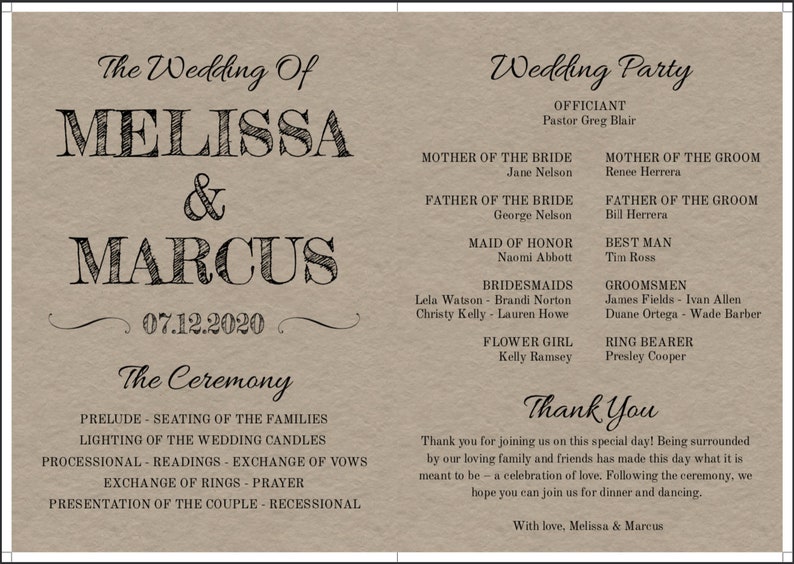 Rustic Wedding Ceremony Program Fan Template, Printable Wedding Fan, Editable Wedding Program Rustic, Digital Download Wedding Program Fan image 4