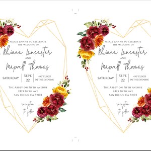 Fall Wedding Invitation Template Set Printable Invitation Suite ...