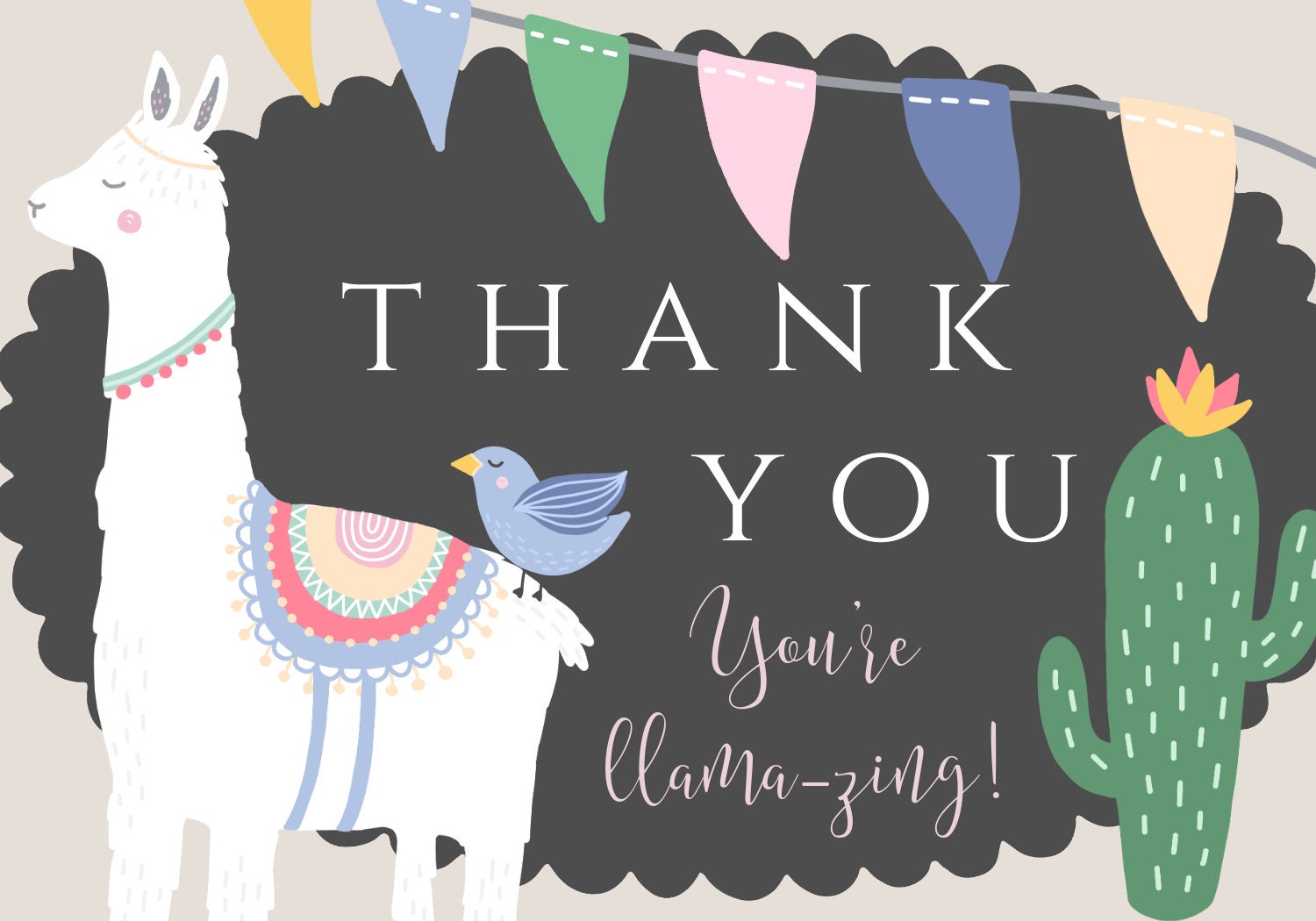 Llama Thank You Card for Birthday Girl Birthday Thank You - Etsy