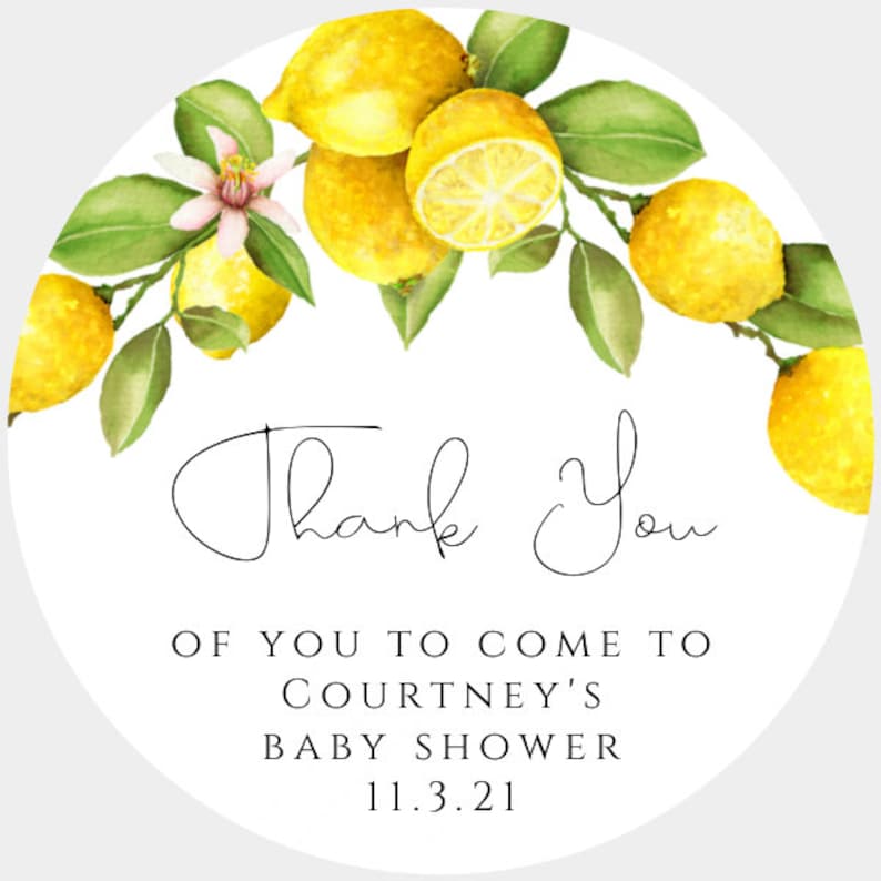 Lemon Baby Shower Thank You Favor Tag Templates Lemon Gift Etsy