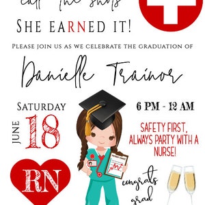 Nurse Graduation Party Invitation Template, Nursing Graduation ...
