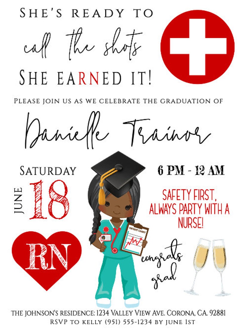 Nurse Graduation Party Invitation Template Nursing Graduation Etsy