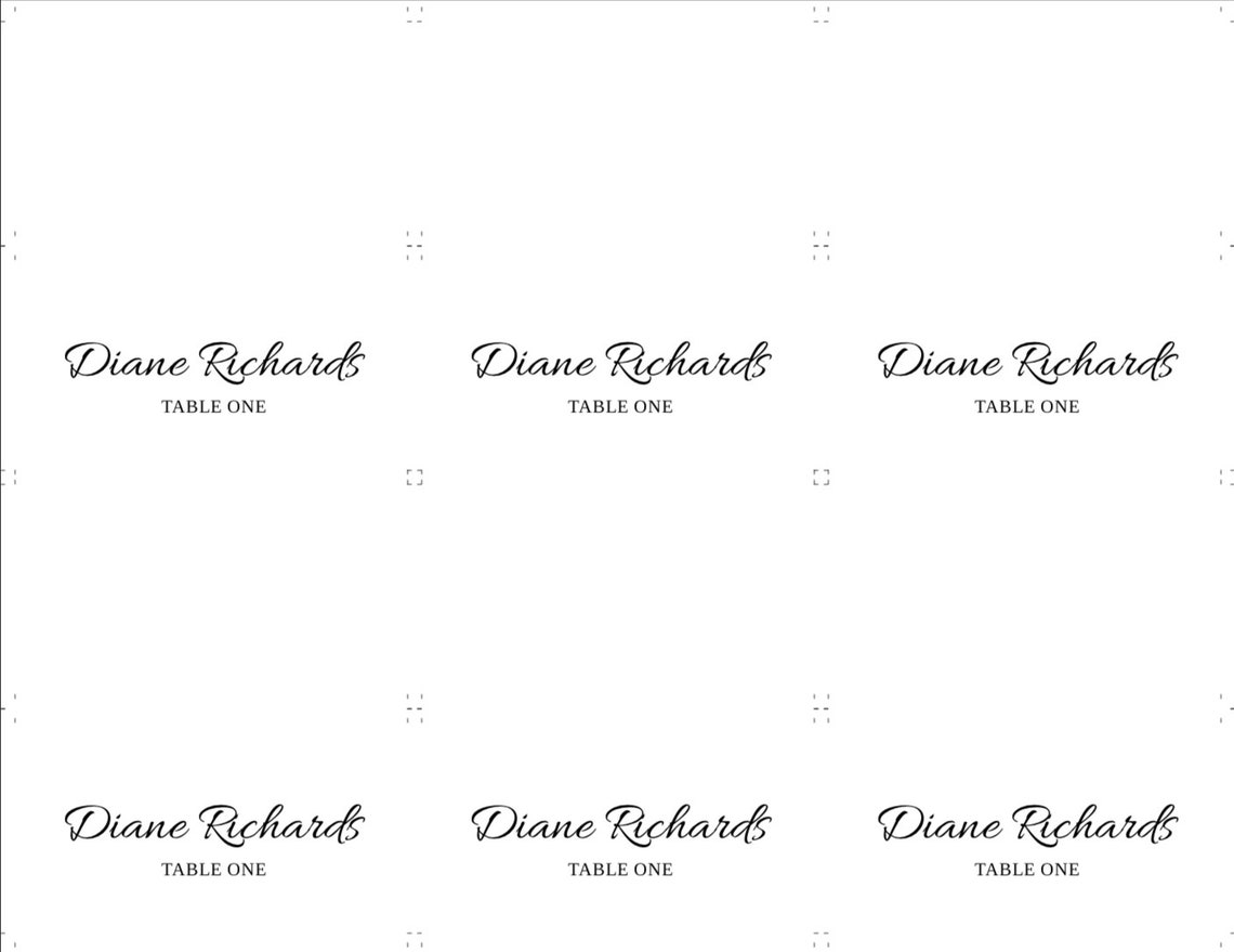 Printable Place Card Template Wedding Place Cards Instant Etsy