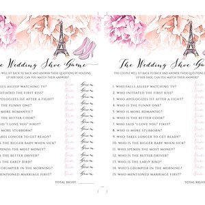 PARIS Wedding Shoe Game Template for Bridal Shower, Printable Who Knows ...