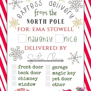 Santa Gift Tag Template, North Pole Holiday Gift Tags, Printable ...