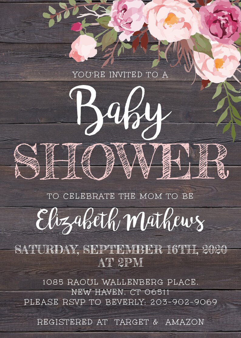 Rustic Floral Baby Shower Template Set, Baby Shower Invitation, Printable Baby Shower Invite, Editable Template, Instant Download, BSRF3 imagen 3