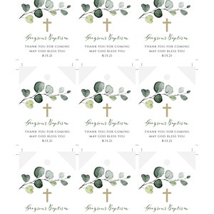 Greenery Baptism Favor Tags Template, Gift Tags Printable, Tags Personalized, Thank You Tag, Favor Tag for Communion, Welcome Bag Tag, BAP8 image 6