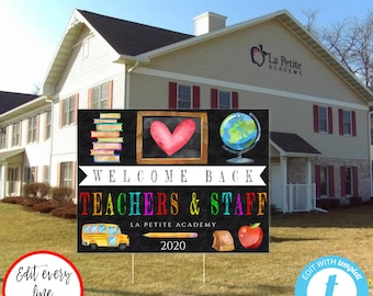 Welcome Back Teachers and Staff Yard Sign Template, Teacher Appreciation Yard Sign, School Opening Sign, Teacher Welcome Sign for School, TA