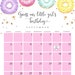 Birthday Calendar Guess Game Template, Donuts and Diapers Baby Shower ...