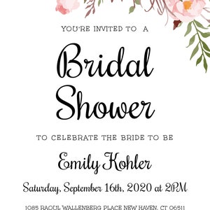 Bridal Shower Invitation Template, Pink Floral Boho Bridal Shower Invite, DIY Printable Invite, Editable Invitation, Instant Download, WSBH image 3