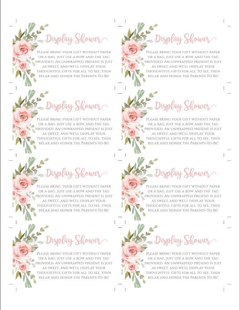 Blush Pink Card Personalized Editable Template Printable Girl Baby Shower BSBG Pink Floral Baby Shower Display Shower Card Insert Template