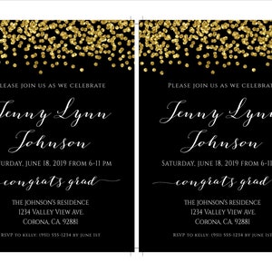 Black and Gold Graduation Invitation Template Class of 2021 - Etsy