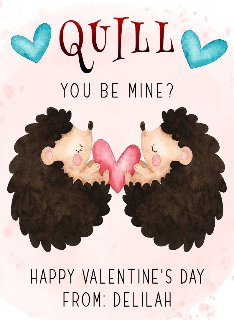 Sloth Valentine Card Template, Hedgehog Valentines Cards for Kids ...