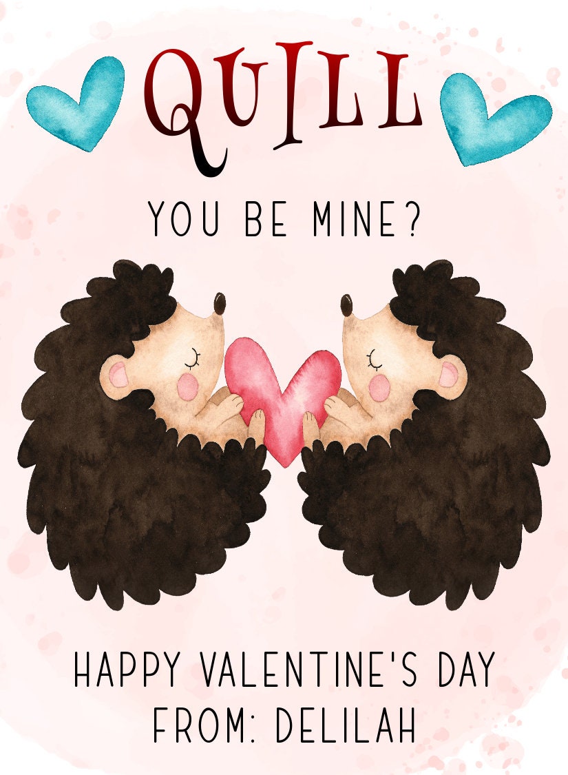 Sloth Valentine Card Template, Hedgehog Valentines Cards for Kids ...