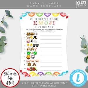Fiesta Baby Shower Children&#39;s Book Emoji Game Template, Fiesta Baby Shower Game, Taco Baby Shower, Mexico Theme Shower, Cactus Theme, BSTF