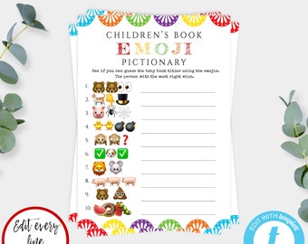 Fiesta Baby Shower Children's Book Emoji Game Template, Fiesta Baby Shower Game, Taco Baby Shower, Mexico Theme Shower, Cactus Theme, BSTF