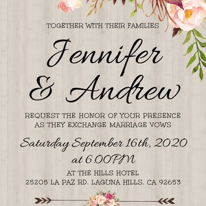 Boho Wedding Invitation Template Set, Bundle Suite, Rustic Floral Invitation Winter Wedding DIY Editable Template Printable Invitation, WBRB immagine 4