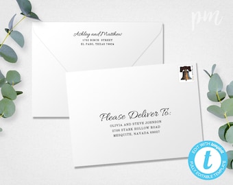 A7 + A1 Wedding Envelope Template, DIY Wedding Address Envelope, Printable Address Envelope Template, Printable Envelope, Instant Download