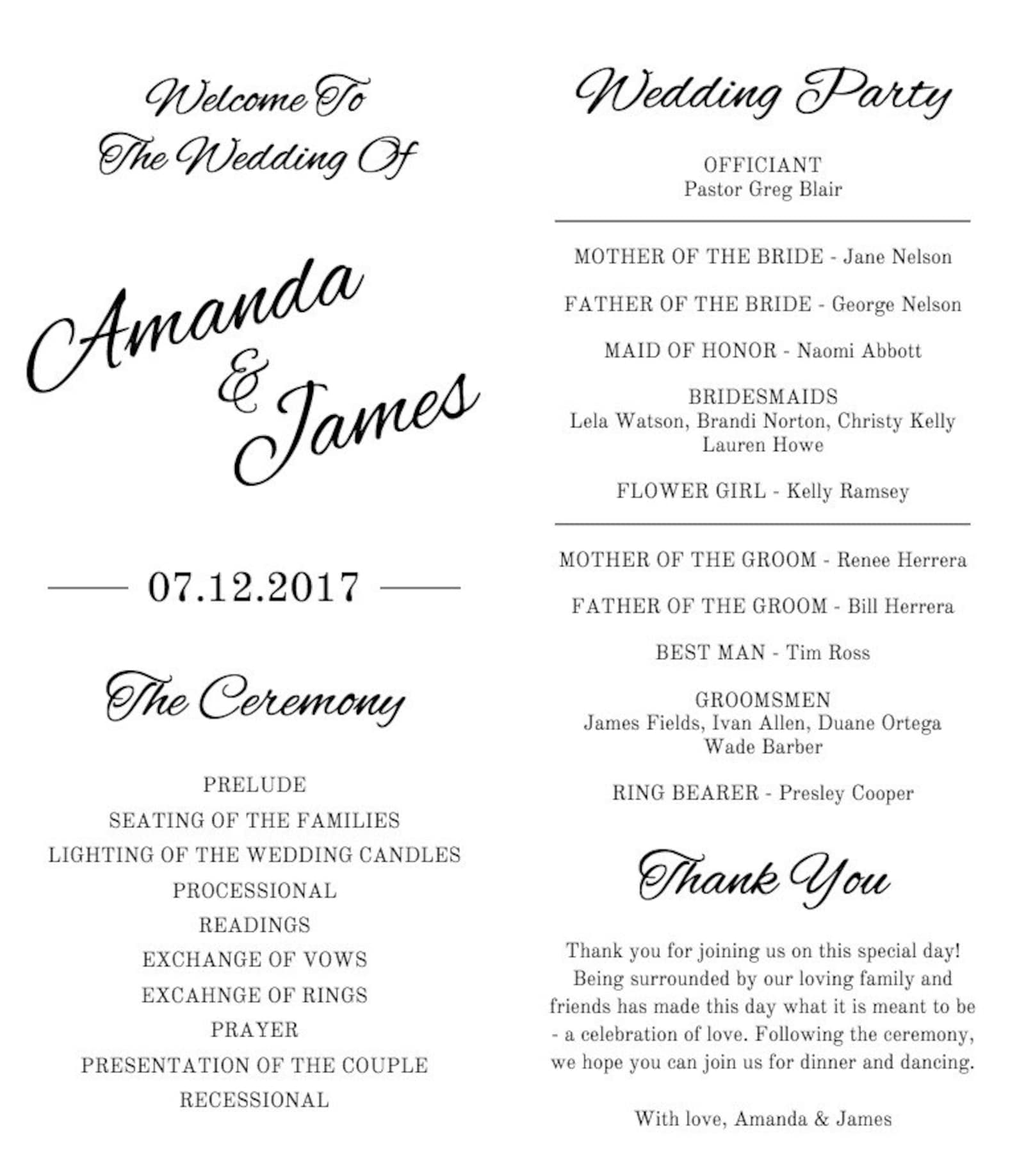 Rustic Printable Wedding Program Template Instant Download | Etsy