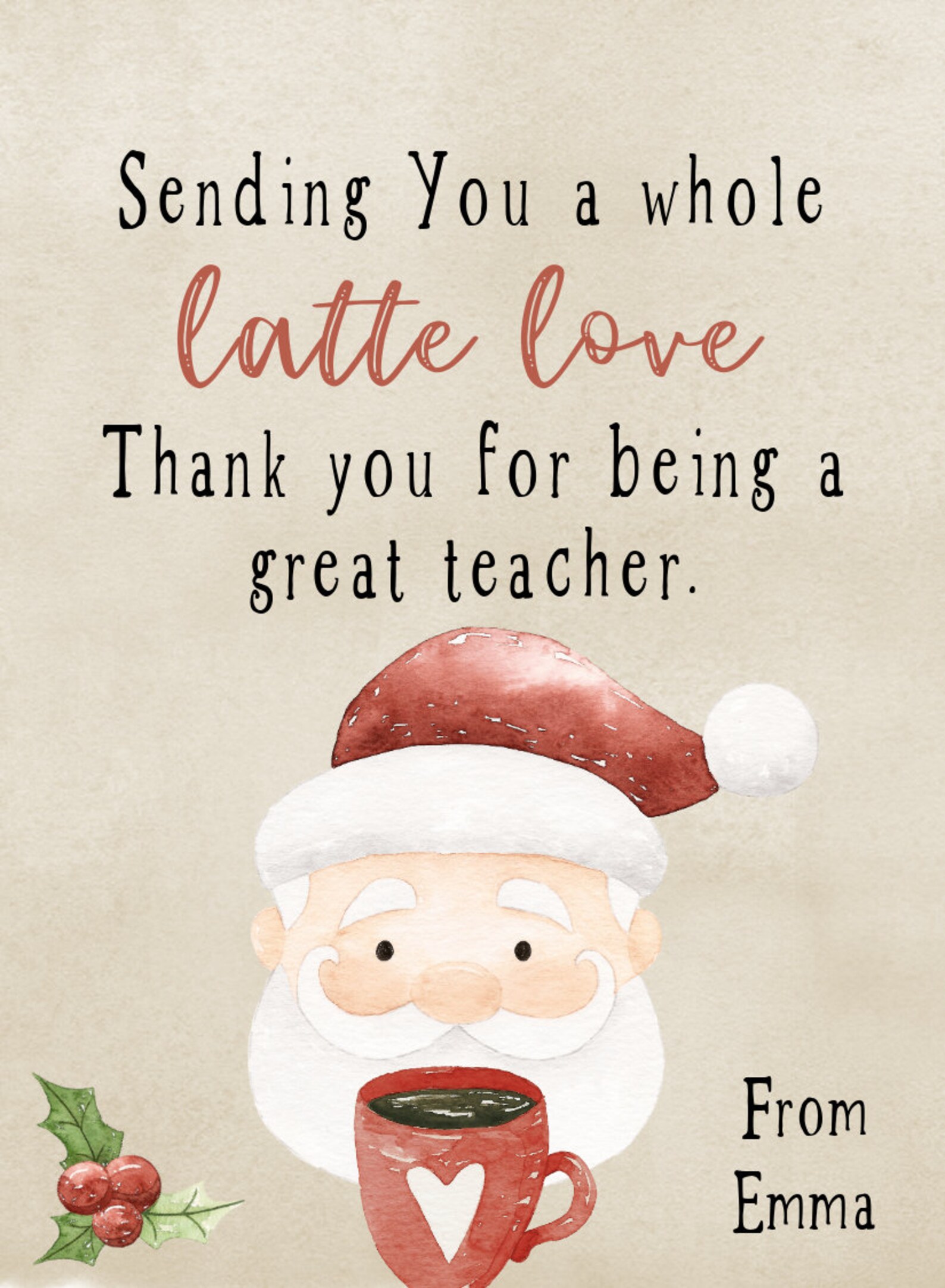 Holiday Teacher Gift Tag Template, Christmas Appreciation Gift Tag ...